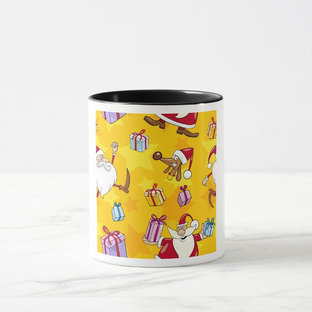 Taza Patrón de Navidad de Santa con regalos y estrellas (Subido por el creador)
