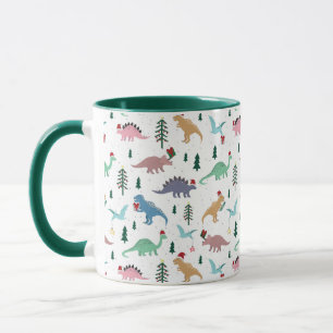 Taza Patrón de Navidades de dinosaurios festivos