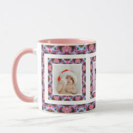 Taza Patrón de Navidades de otoño rosado personalizado