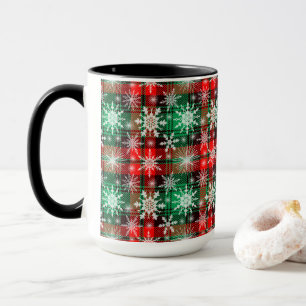 Taza Patrón De Navidades De Placas Y Copos De Nieve 1