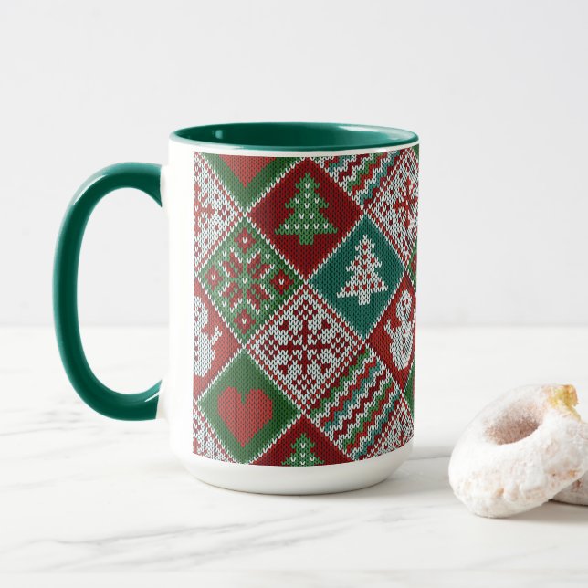 Taza Patrón de Navidades del juego de burlas blancas ve (Con donut)