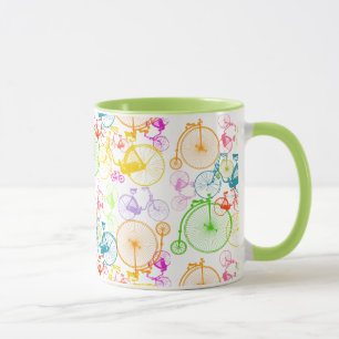 Taza Patrón de neón de bicicleta moderna de vintage per