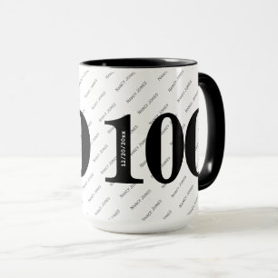 Taza Patrón de nombre - Negro y blanco - Negrita 100