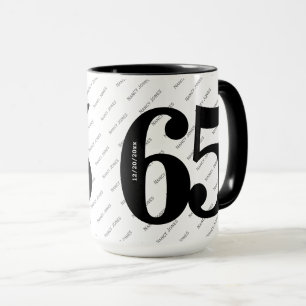 Taza Patrón de nombre - Negro y blanco - Negrita 65