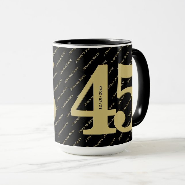 Taza Patrón de nombre - Negro y dorado - Negrita 45 (Anverso derecho)