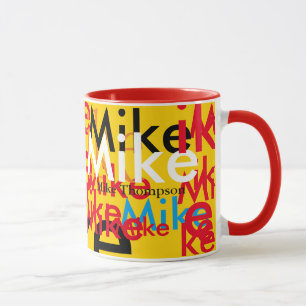 Taza patrón de nombres pop de color personalizado