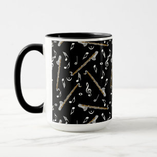 Taza Patrón de notas de música clarinete de Bass