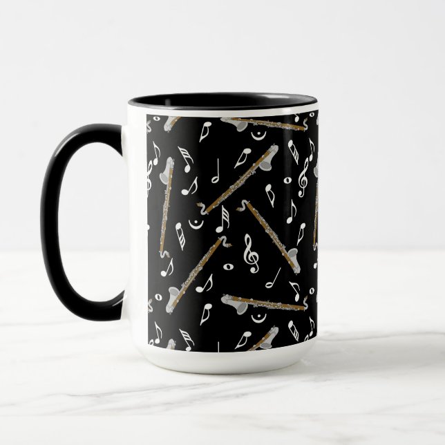 Taza Patrón de notas de música clarinete de Bass (Izquierda)