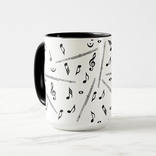 Taza Patrón de notas de música de flauta (Anverso izquierdo)