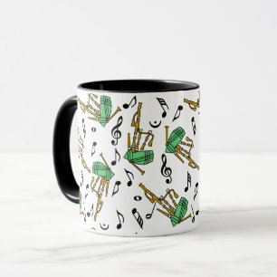 Taza Patrón de notas musicales de Bagpipes