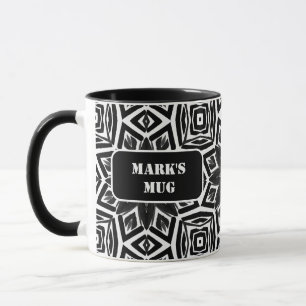 Taza Patrón de octágono en blanco y negro
