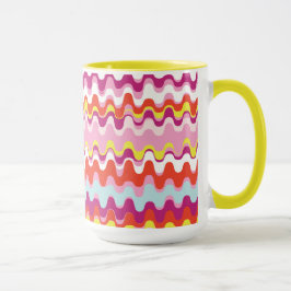 Taza Patrón de onda abstracta de color rosa oscuro