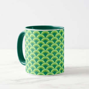Taza Patrón de onda Art Deco - verde jade
