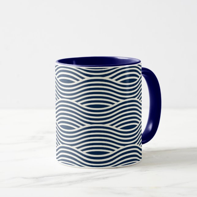 Taza Patrón de onda azul y blanca de la marina (Anverso derecho)