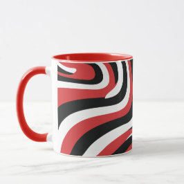Taza Patrón de onda rojo y negro negrita