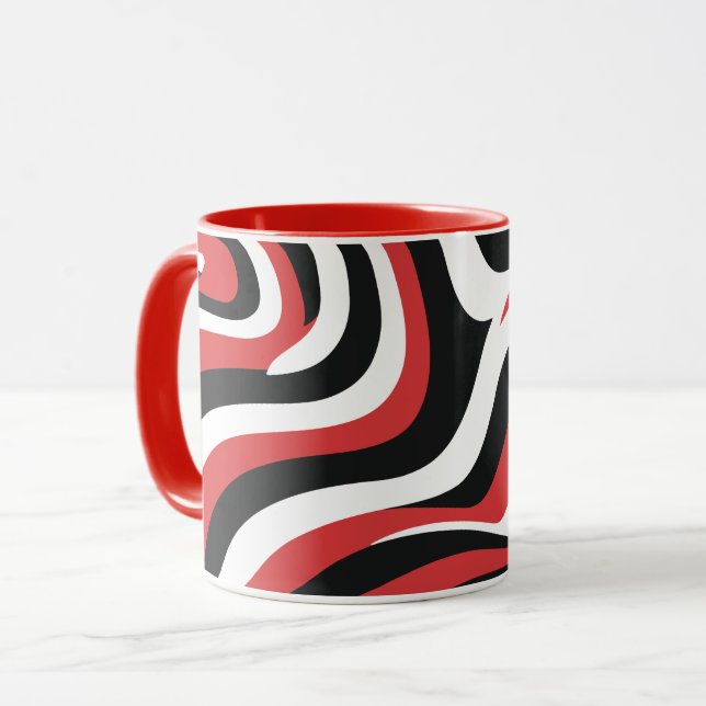 Taza Patrón de onda rojo y negro negrita (Anverso izquierdo)