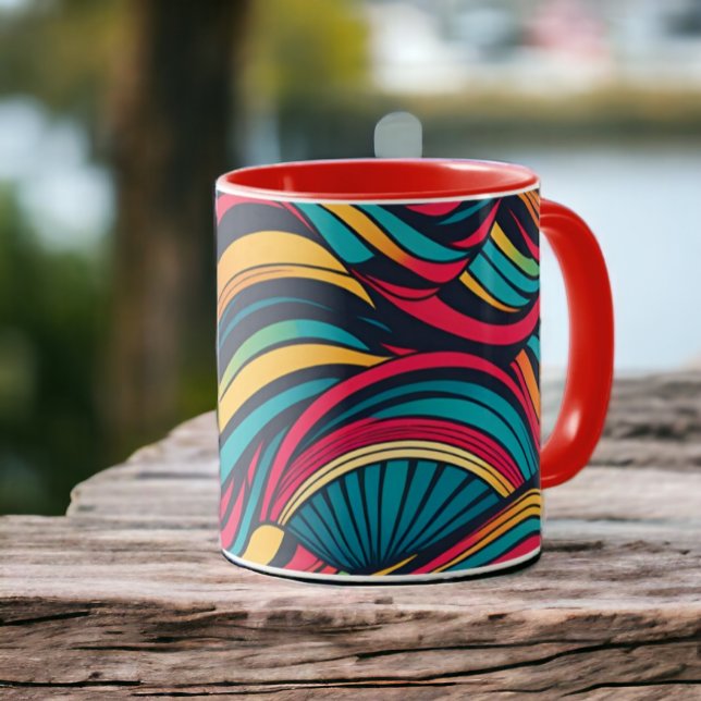 Taza Patrón de ondas abstractas coloridas (Colorful Abstract Wave Pattern Mugs from Ricaso. Fun coffee cups to brighten your morning. )