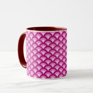 Taza Patrón de ondas Art Deco - magenta y rosa