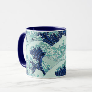 Taza Patrón de ondas azules de Hokusai