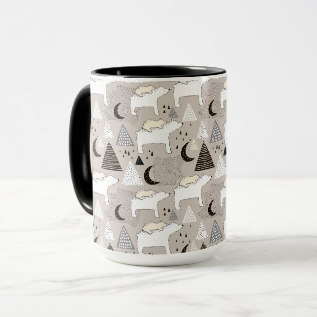 Taza Patrón de oso de madera de Doodle Cuaderno (Anverso izquierdo)