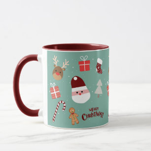 Taza Patrón de pan de canto de canto de reno de Santa