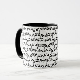 Taza Patrón de panda negro y blanco