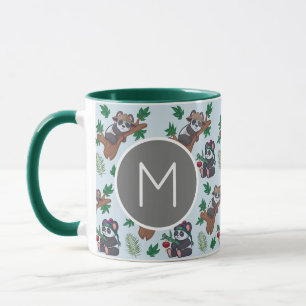 Taza Patrón de pandas chinos lindos monograma