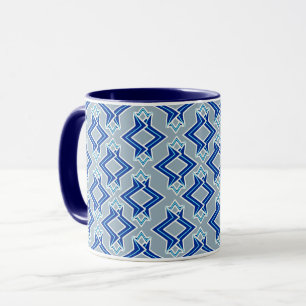 Taza Patrón de papel pintado Art Déco, gris y azul