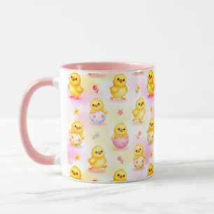 Taza Patrón de Pascua en Acuarela de Pollito de Bebé Ad