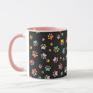 Taza Patrón de patas de perro coloridas
