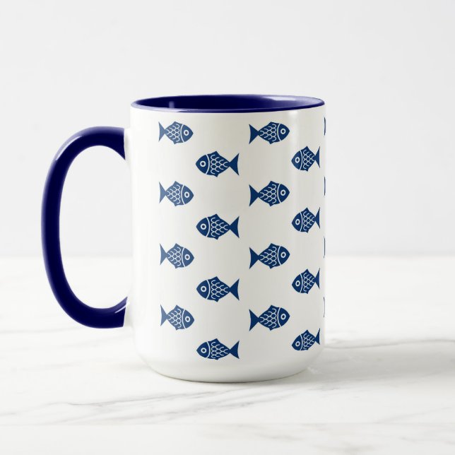 Taza Patrón de peces azul escandinavo (Izquierda)