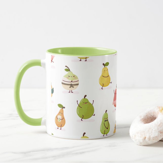 Taza Patrón de peras divertidas para niños (Con donut)