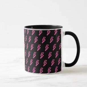 Taza Patrón de pernos de luz de neón rosado
