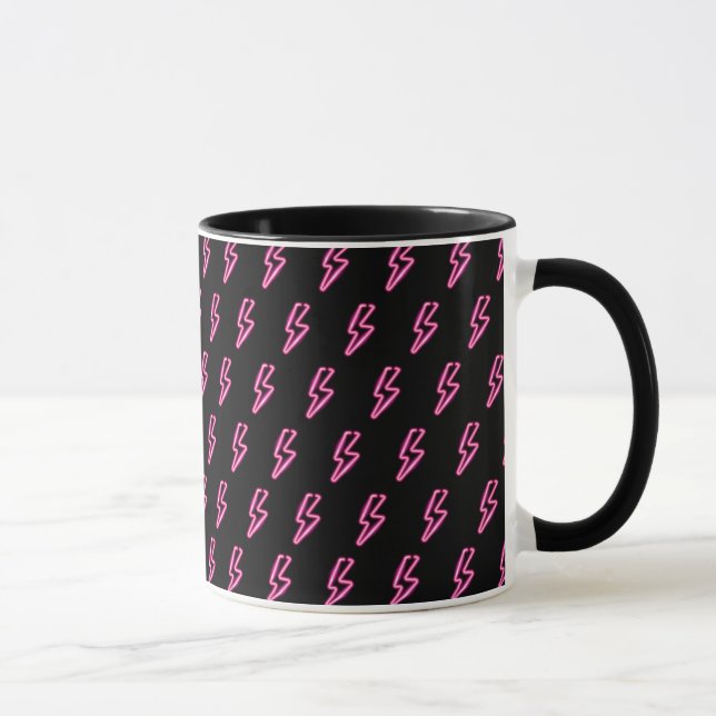 Taza Patrón de pernos de luz de neón rosado (Derecha)