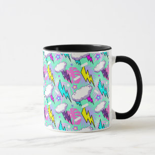 Taza Patrón de pernos y estrellas de neón relámpago