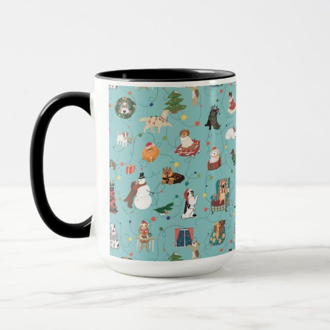 Taza Patrón de perros de vacaciones festivos en Navidad (Izquierda)