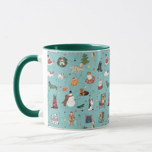 Taza Patrón de perros de vacaciones festivos en Navidad (Izquierda)