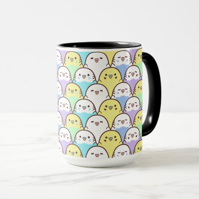 Taza Patrón de Personalizado amarillo morado azul de lo (Anverso derecho)