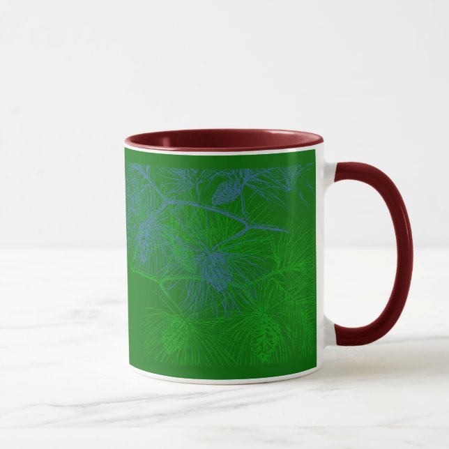 Taza Patrón de Pino Azul Verde (Derecha)