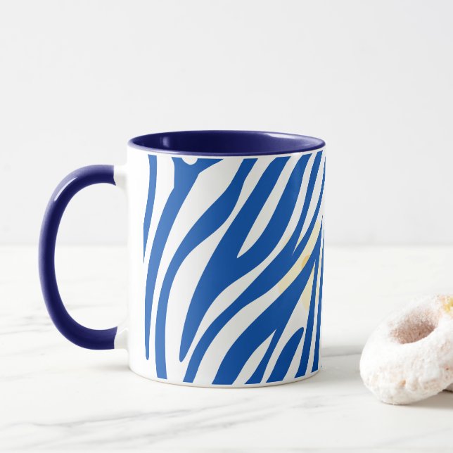 Taza Patrón de pintura azul Diseño de arte moderno (Con donut)