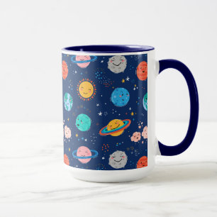 Taza Patrón de planeta sonriente