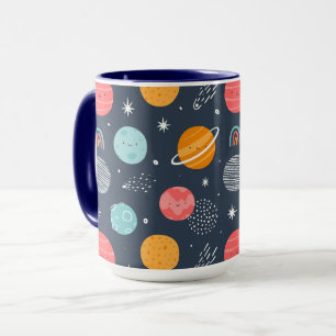 Taza Patrón de planeta sonriente