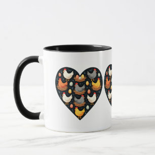 Taza Patrón de pollo de granja de Cottagecore con encan