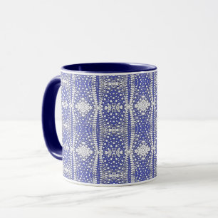 Taza Patrón de punto blanco sobre azul