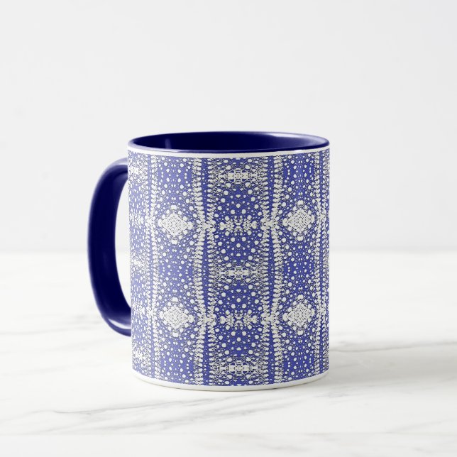 Taza Patrón de punto blanco sobre azul (Anverso izquierdo)