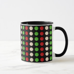 Taza Patrón de punto blanco verde rojo