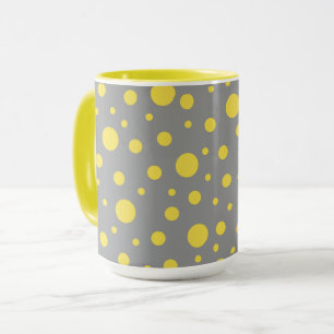Taza Patrón de puntos polacos Gris amarillo
