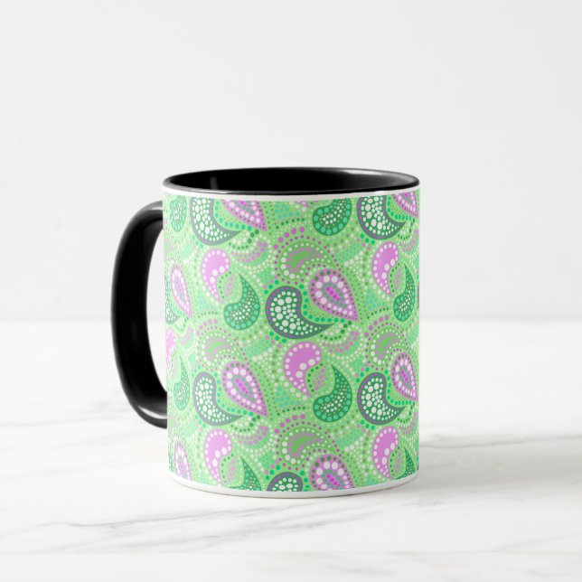 Taza Patrón de puntos polka abstractos de pepinos turco (Anverso izquierdo)