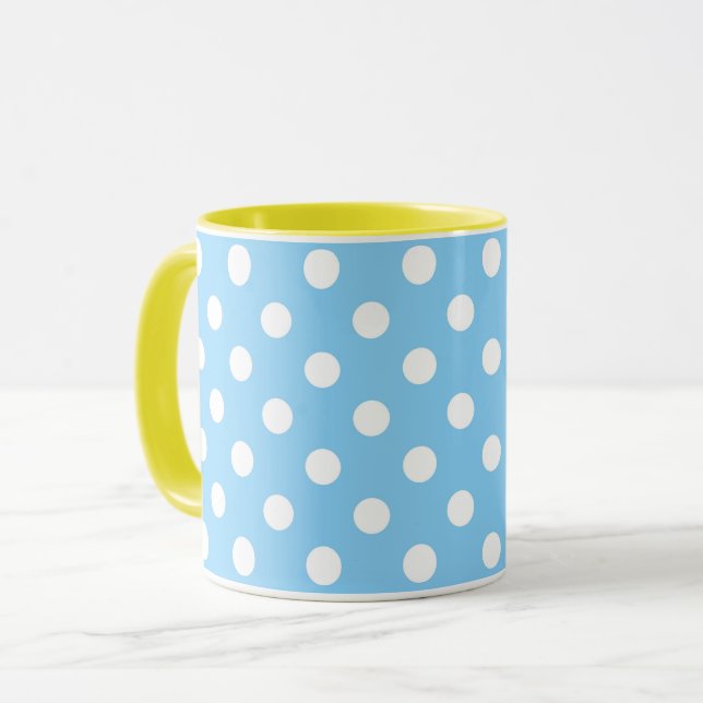 Taza patrón de puntos polka rosa brillante (Anverso izquierdo)