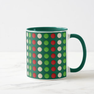 Taza Patrón de puntos rojos verdes y blancos
